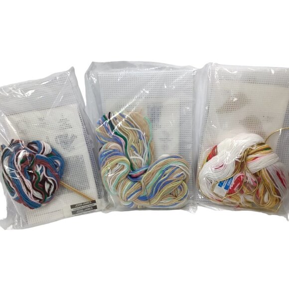 Lot of 3 Plastic Canvas Kits Needlepoint Kit Angel Tree Topper Plant Flowers NIP - Picture 5 of 5